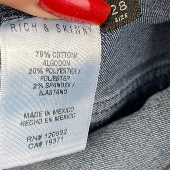 Rich & Skinny Skinny Jeans in Carly Blue Lower Rise Stretch Dark Wash Sz 28 - Picture 6 of 8